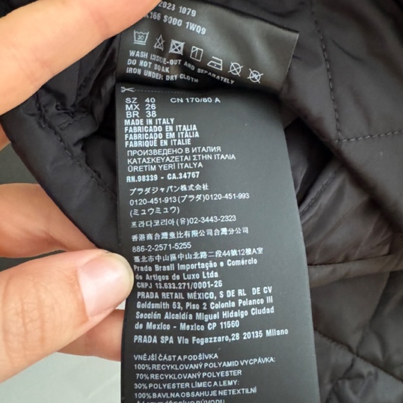 Prada Black Cropped Nylon Quilted Jacket [40] - Picture 6 of 8